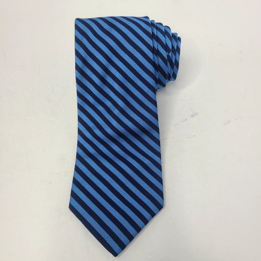 Brooks Brothers Maker Tie‎ Blue Bar Diagonal Stripe Repp Necktie 100% Silk USA